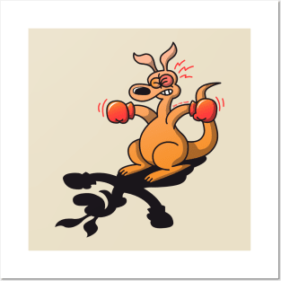 Boxing kangaroo attacked by his own shadow! Posters and Art